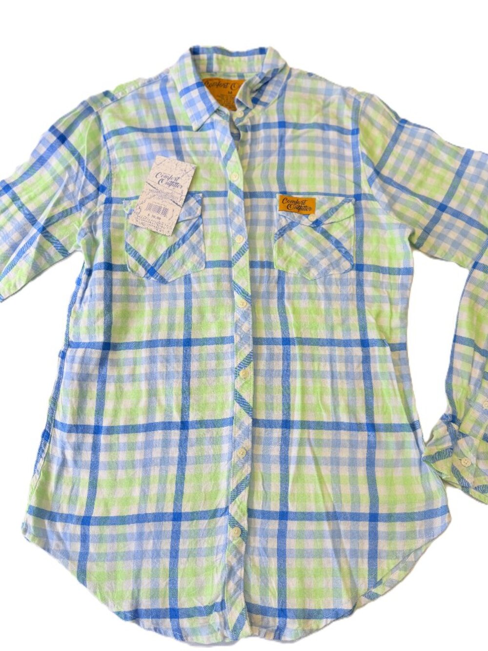 NWT Comfort Outfitter Plaid Cotton Shirt Coastal Dadcore Cottage M 3901
